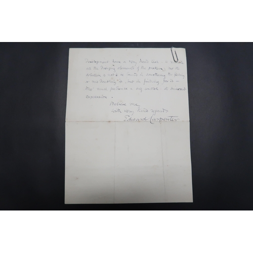  An Important Signed Letter from Edward Carpenter (29 August 1844 – 28 June 1929). Within the Letter ... 