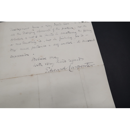  An Important Signed Letter from Edward Carpenter (29 August 1844 – 28 June 1929). Within the Letter ... 