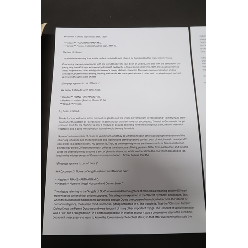  A Large Assortment of Documents pertaining to William T Steads Involvement in the research of Parano... 