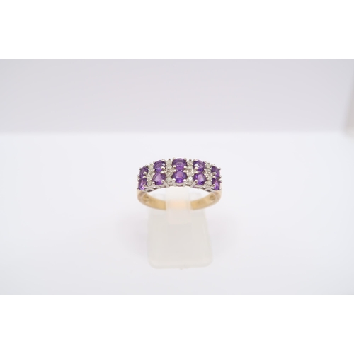  A 9ct gold diamond and and amethyst ring. Size P 1/2. Weight 3.17 grams