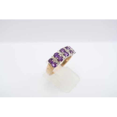  A 9ct gold diamond and and amethyst ring. Size P 1/2. Weight 3.17 grams