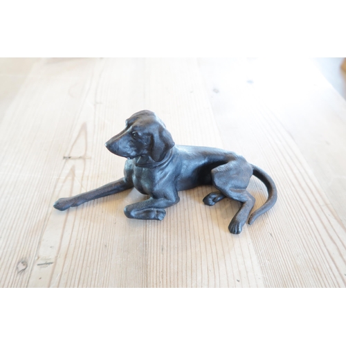 412 - A Cast Kasli 1977 Produced 'Recumbent Hound' After Nikolai Ivanovich Liberich (1828-1883) 22.5cm x 7... 