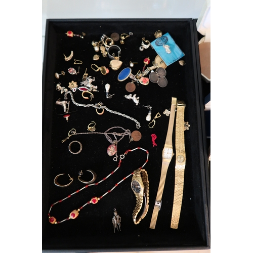 27 - A Quantity of Costume Jewellery to include Watches, Silver Charms, Rings and assorted&nbsp;