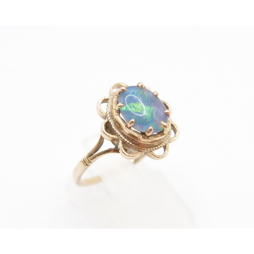  A 9ct Synthetic Opal Ring Featuring A Split Shoulder Design&nbsp;Weight: 2.81g Size: R