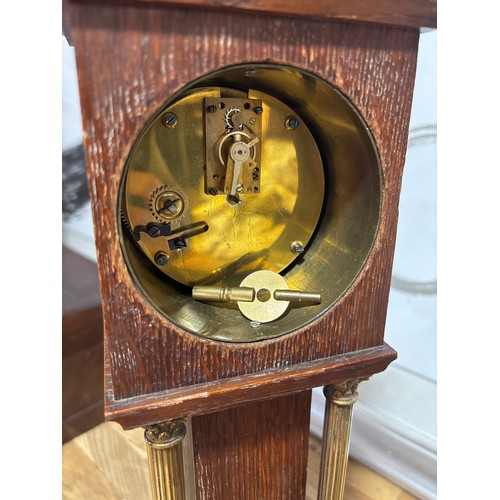  A Victorian Style Miniature Long Case Clock, Featuring an Oak Case with an Enamel Dial, Roman Numera... 