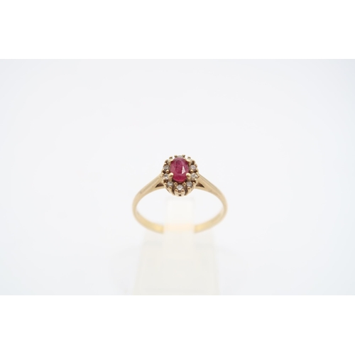  A 9ct Ruby & Diamond Cluster Ring&nbsp;Weight: 1.55g Size: M 1/2