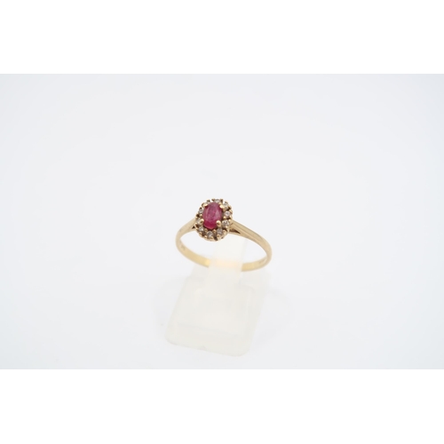  A 9ct Ruby & Diamond Cluster Ring&nbsp;Weight: 1.55g Size: M 1/2