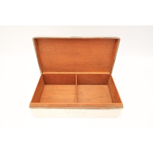  A Filled Bottom Sterling Silver Cigarette Box, Featuring an Engine Turned Lid with Engraved Front. A... 