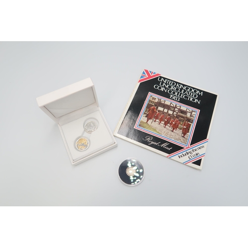  A Group of Coins to include Two 'Silver' Sovereigns, George 1916 Three Pence and a 1983 UK Uncircula... 