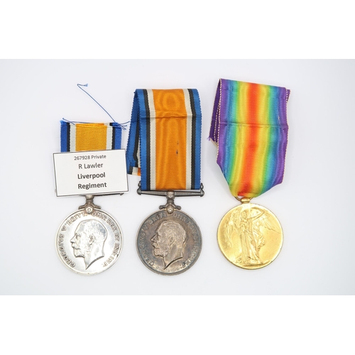  A Pair of British WW1 War Medal 1914 - 1918, Issued to PTE.&nbsp;Robert Lawler 267928,&nbsp;The King... 