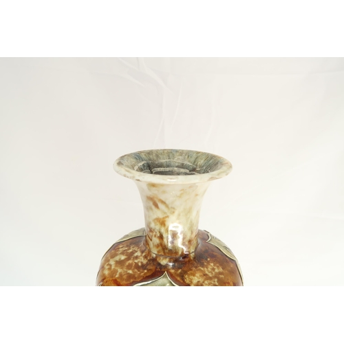 415 - A Doulton Lambeth, Art Nouveau vase, decorated floral design with bulbous body and pinched neck - br... 