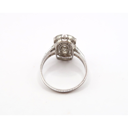 181 - An Art Deco Style Platinum and Diamond Ring, Diamonds are a Very Good Colour And Well Matched, appro... 