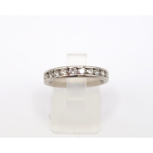 182 - A Quality Platinum 10 Stone Diamond Band, Half Eternity Ring, Diamonds are a&nbsp;Very Good Colour a... 