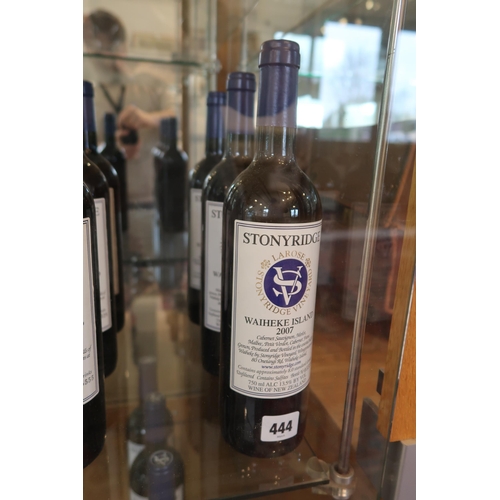 444 - Three bottles of 2007 Stonyridge, Larose, Waiheke Island, New Zealand - 750ml, 13.5%.