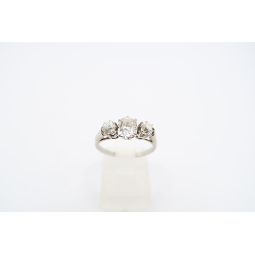 5 - An 18ct & Platinum Old Cut Diamond Three Stone Ring, Central .70ct VS2, G/H Centre Stone Flanked... 