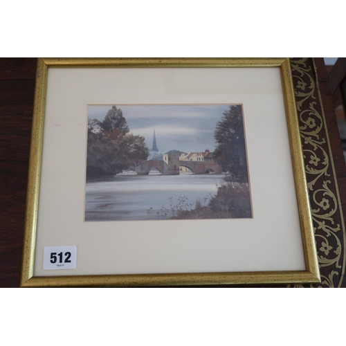 512 - A print by R.H. Bolton of St Ives bridge with Church beyond