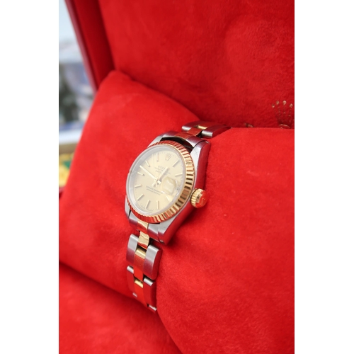 267 - A 1999 Steel & Gold Ladies Rolex Oyster Perpetual Date-Just, Reference 79173, Serial 0733636. Fe... 