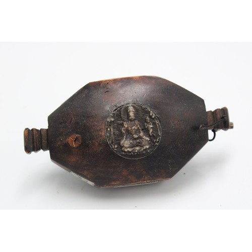 402 - A 19th Century Hand Carved Chinese Snuff Box with hand carved wooden latch. 10cm x 5cm.