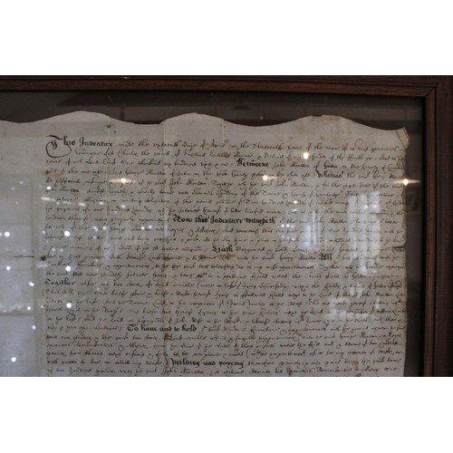 403 - A Charles II Period Indenture Framed Indenture Document.