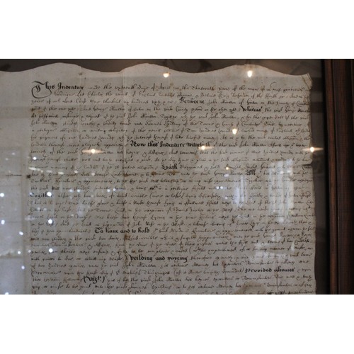 403 - A Charles II Period Indenture Framed Indenture Document.
