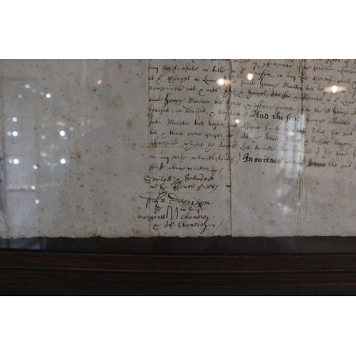 403 - A Charles II Period Indenture Framed Indenture Document.