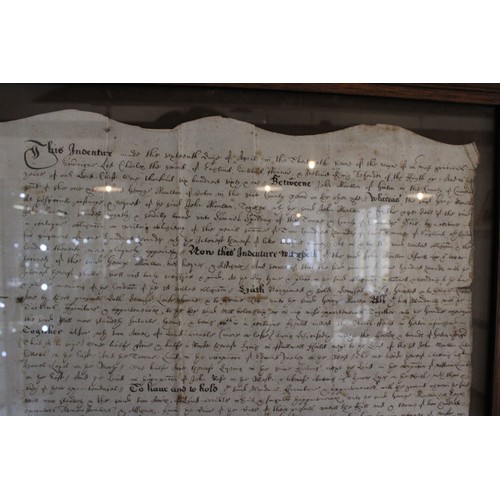 403 - A Charles II Period Indenture Framed Indenture Document.