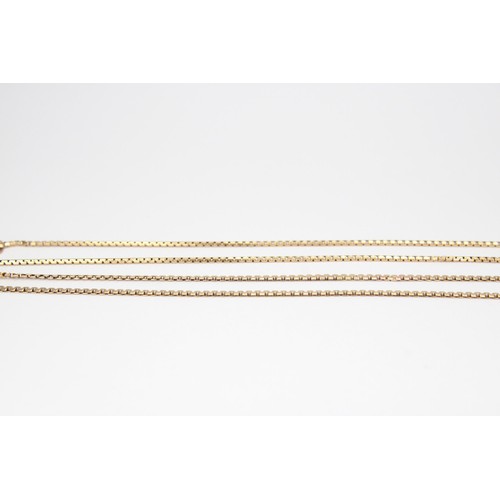 46 - Two box link chains. Test 9ct. Weight 5.47 gramsThe lengths are 380mm 410mm