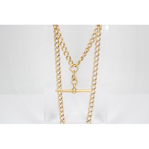 41 - An 18ct gold Albert chain with T bar. Weight 40.56 grams The length is approximately 470mm including... 