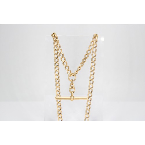 41 - An 18ct gold Albert chain with T bar. Weight 40.56 grams The length is approximately 470mm including... 