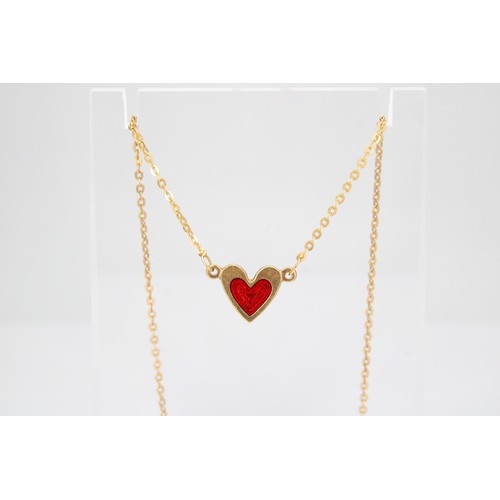 49 - A 9ct gold enamel heart pendant. Weight 2.59 grams