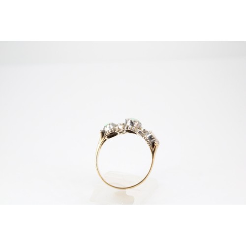 60 - A 9ct gold opal and diamond dress ring. Size P1/2. Weight 2.72 grams