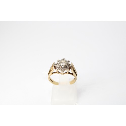 57 - A 9ct gold diamond cluster ring. Size M. Weight 3.66 grams