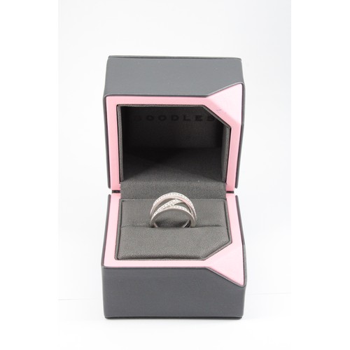 80 - A Boodles Max design ring set with round brilliant cut diamonds in 18ct white gold comprised of over... 