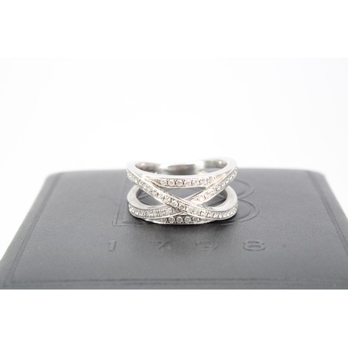 80 - A Boodles Max design ring set with round brilliant cut diamonds in 18ct white gold comprised of over... 