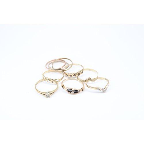 86 - A Group of 9ct Assorted Rings Together with One 14ct Tested ringWeight: 7.93g