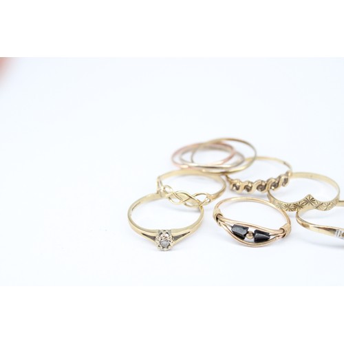 86 - A Group of 9ct Assorted Rings Together with One 14ct Tested ringWeight: 7.93g