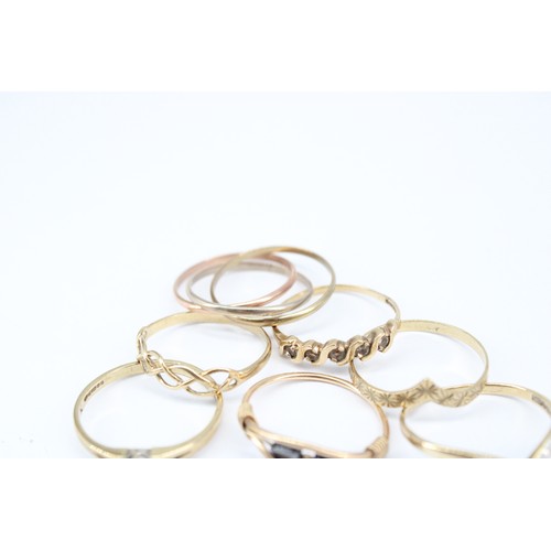 86 - A Group of 9ct Assorted Rings Together with One 14ct Tested ringWeight: 7.93g