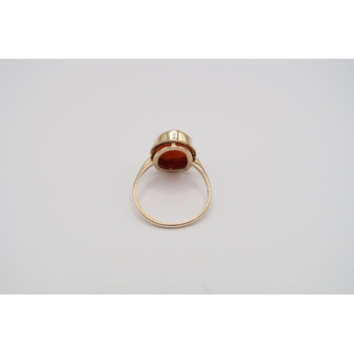 160 - A Vintage Oval Fully Hall Marked 1973 9ct Yellow Gold Cameo Ring, Head Size approx. 15mm x 13mm, Rin... 