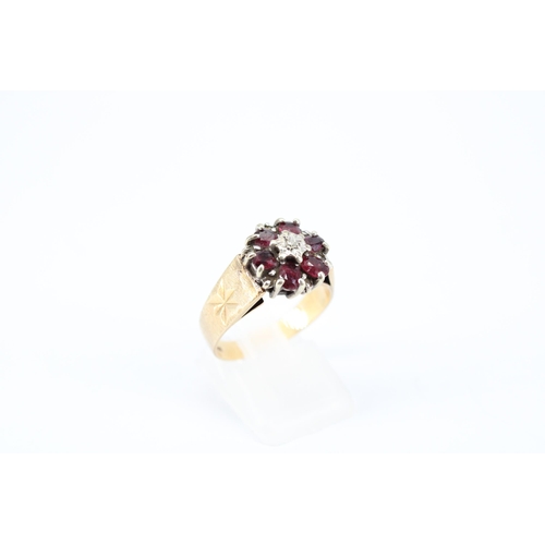 13 - A 9ct Ruby & Diamond Cluster&nbsp;Weight: 5g Size: R