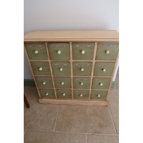 632 - A modern painted 16 drawer apothecary chest - Width 84cm x Height 82cm