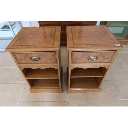 635 - A pair of burr oak side tables - 42cm x 72cm