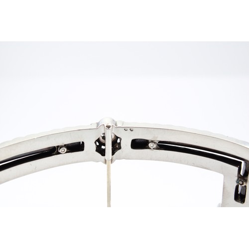 25 - A&nbsp;Large Possibly French Victorian Silver Guilloche Enamelled and Paste Buckle,&nbsp;Approx. 95m... 