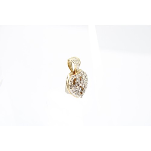 171 - A 9ct Heart Pendant Set with Small with Small White Stones Believed to be diamonds. 1.9cm x 1.3cm&nb... 