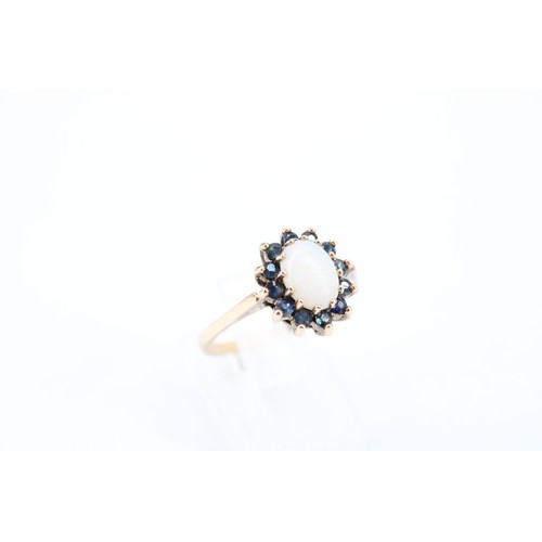 172 - A 9ct Opal Cluster with Blue Stones&nbsp;Weight: 2.88g Size: O