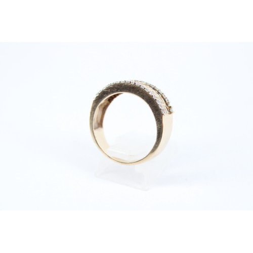 175 - A 9ct Band Featuring a central hammered panel set with small white stones&nbsp;Weight: 5.88g Size: P... 