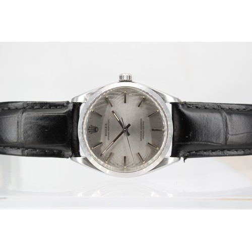 234A - A 1967 Stainless Steel Rolex Oyster Perpetual, Reference 1002, 34mm Featuring a Silver Sunburst Dial... 