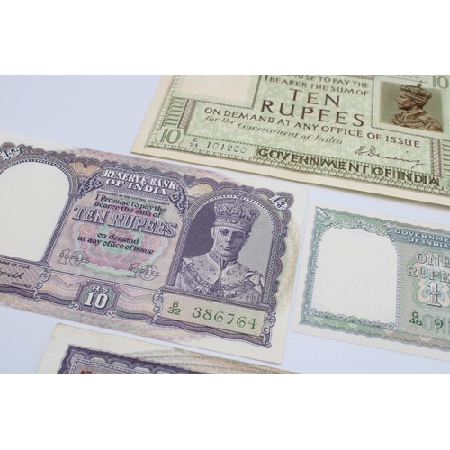 357 - A Group of assorted British Raj Notes & Post Colonial. George V/VI and others.&nbsp;George V. H.... 