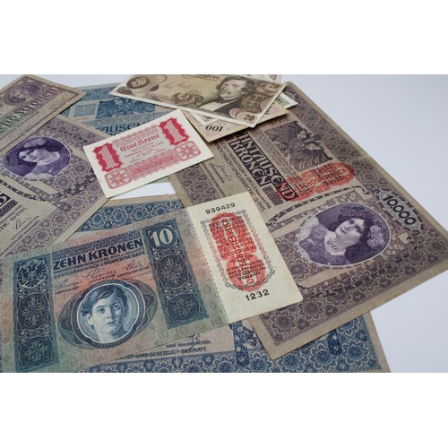 359 - A Quantity of German & Austro-Hungarian Paper notes to include 2nd November 1918 10,000 Kronen a... 