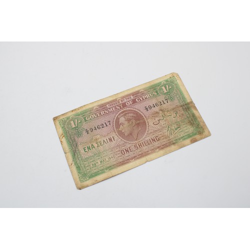 360 - A Government of Cyprus 1 Shilling Bank not, May 29th 1940. Featuring the portrait of George VI with ... 