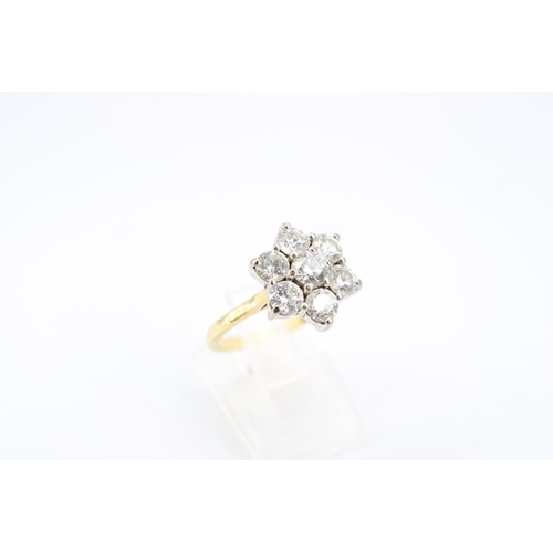3 - An 18ct 2.1ct Diamond Cluster Ring, Featuring 7 Brilliant Cut Round Diamonds Approximately .30ct Eac... 